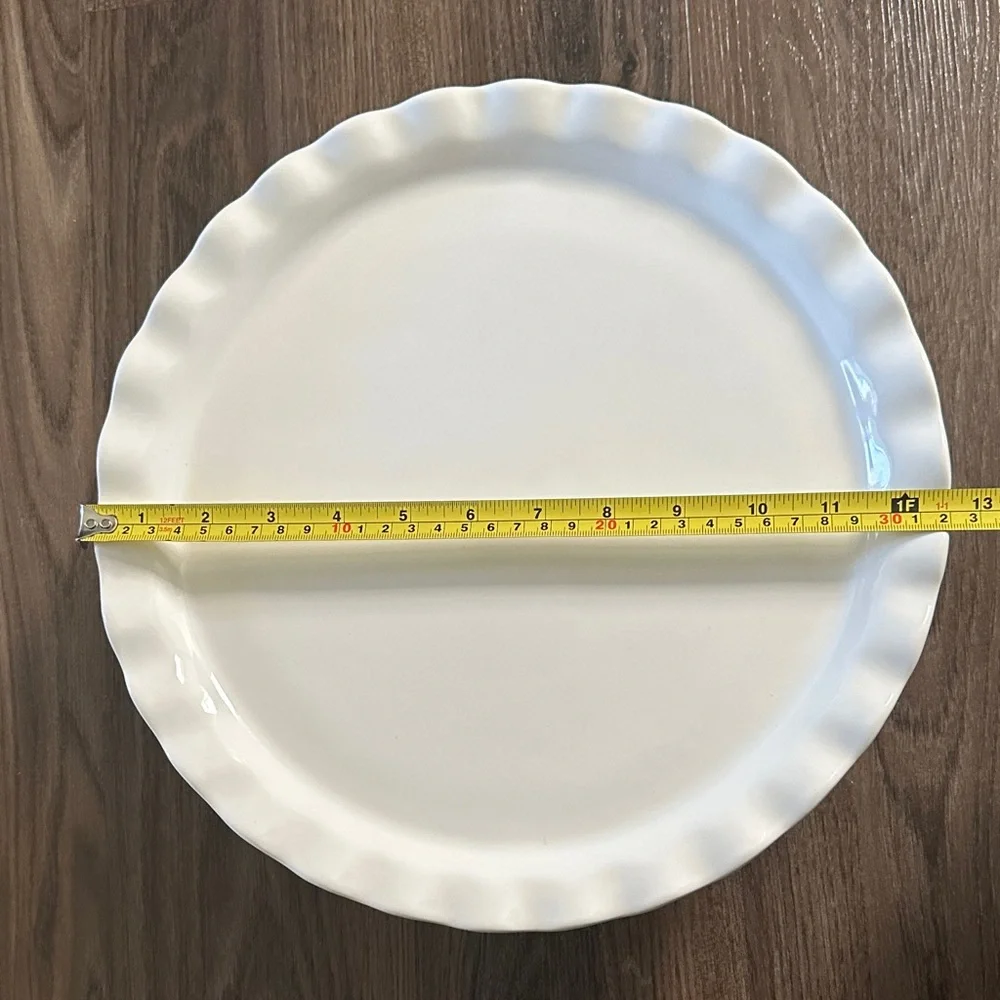 12.5x12.5 White Ceramic Scalloped Cake Stand Never Used! - Picture 2 of 2